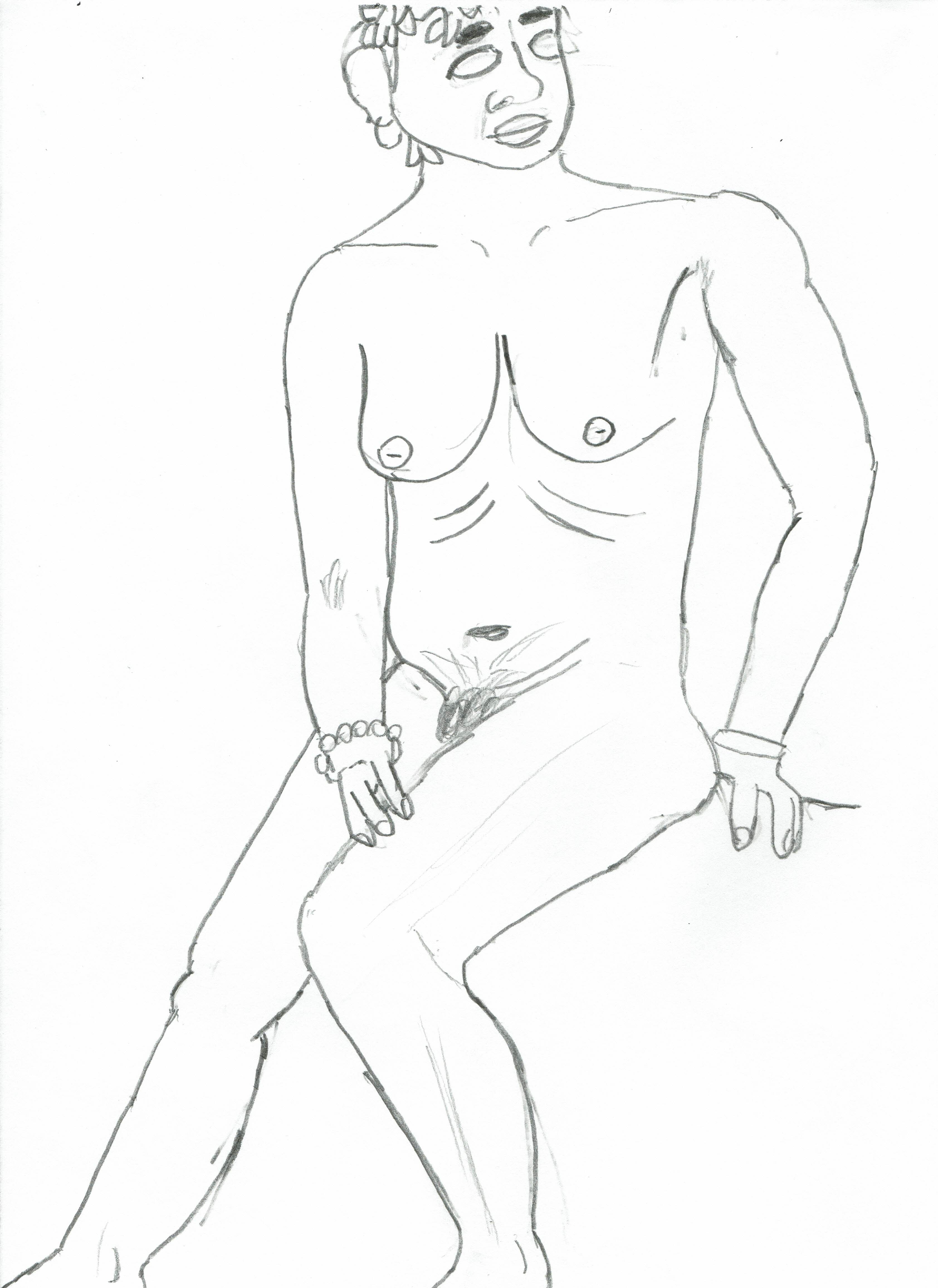 Sketch 5 in a series of studies from a nude anatomy study at a community art center